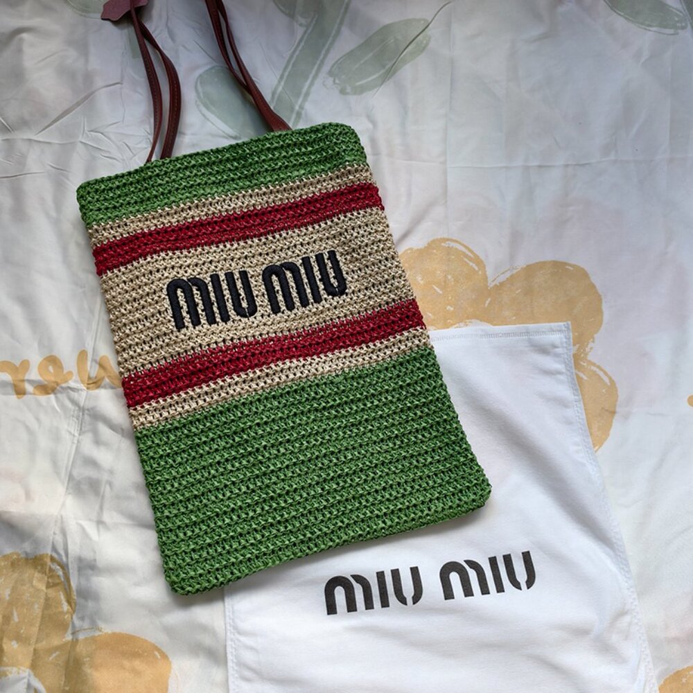 MiuMiu Green Woven Tote Bag - Picture 6 of 6